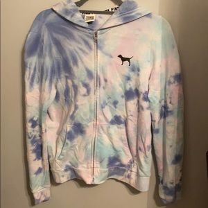 Tie dye zip up sweatshirt size small from pink